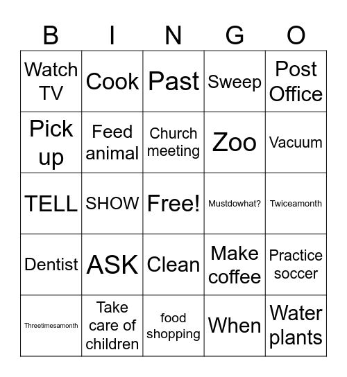 ASL 1 Bingo Card