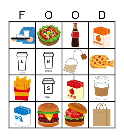 Let's Play Food Bingo! Bingo Card