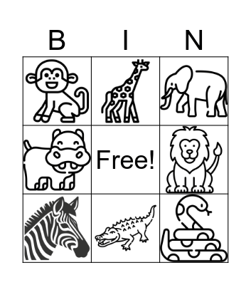 Animals Bingo Card