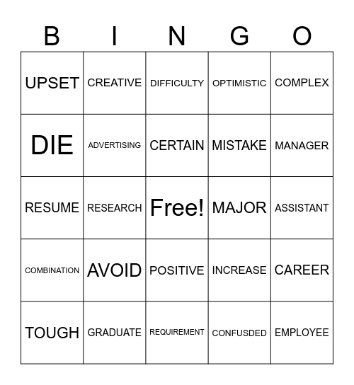 Vocabulary Bingo Card