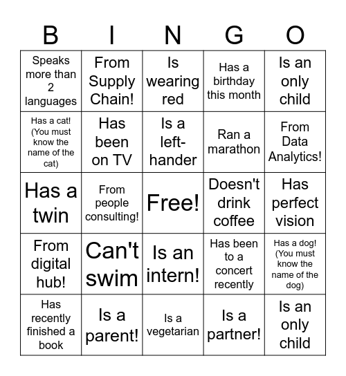 Find someone who... Bingo Card