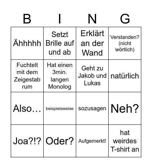 Mathe Herr Wagner Bingo Card