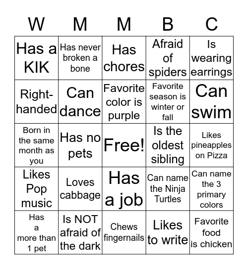 Bingo Card