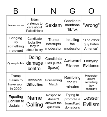 Debate Bingo! Bingo Card