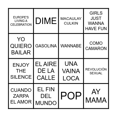 BINGODA MUSICAL Bingo Card