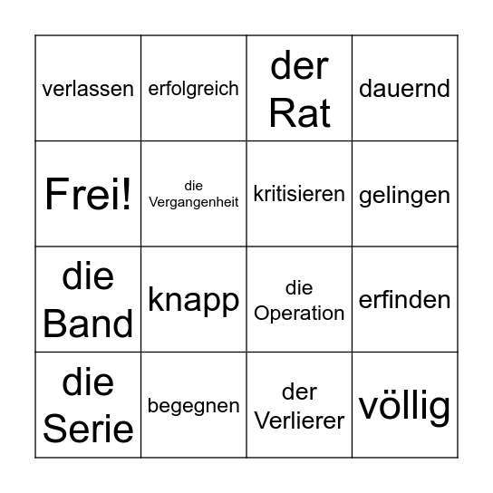 Wortschatz Lektion 2 Bingo Card