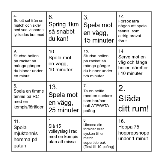 Sommarkryss - Bingo Card