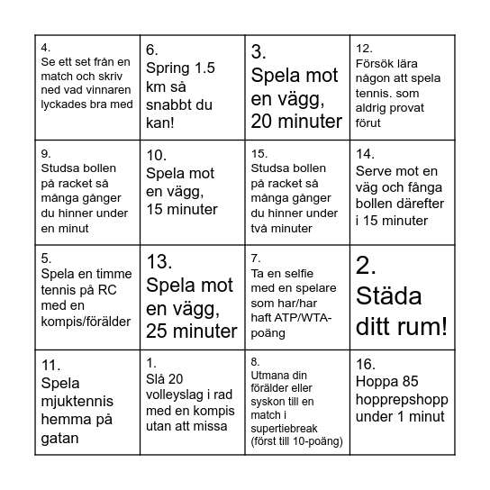 Sommarkryss - Bingo Card