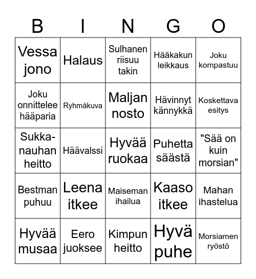 Leenan ja Eeron hääbingo Card