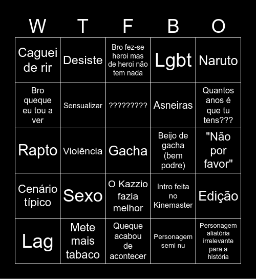 Queque eu tou a fazer da minha vida Bingo Card