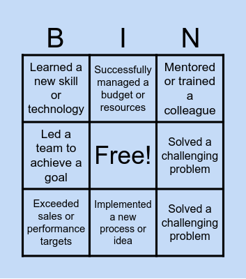 General questions in an interview Bingo Card