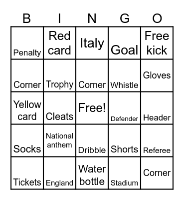 Euro 2024 Bingo Card