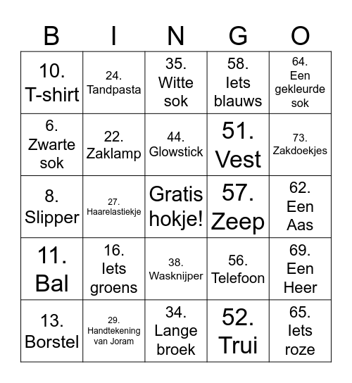 Levend Bingo DKV Bingo Card