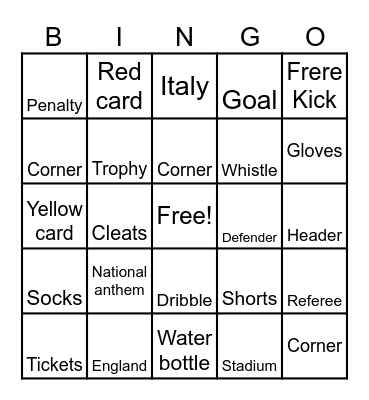 Euro 2024 Bingo Card