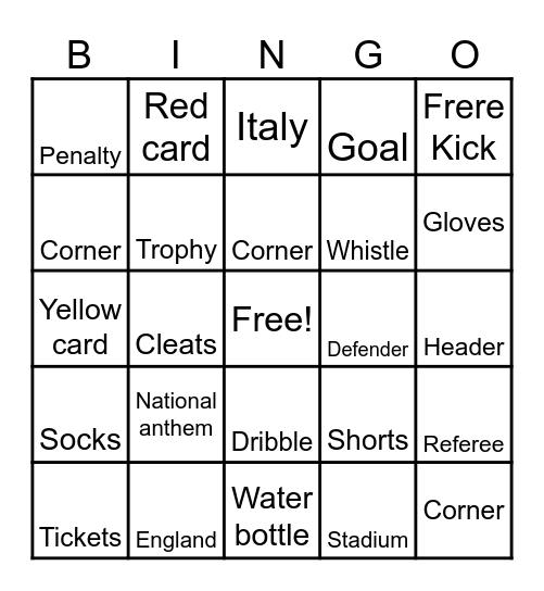 Euro 2024 Bingo Card