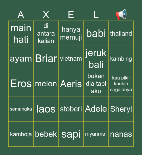 #. Axel <3 Nyanya 4ever hingg >_< Bingo Card