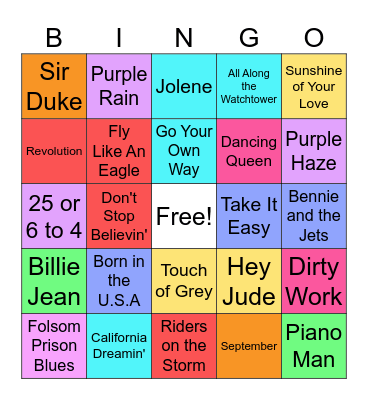 MUSIC BINGO Card