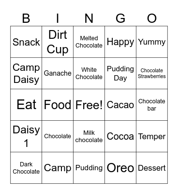 Chocolate Bingo Card
