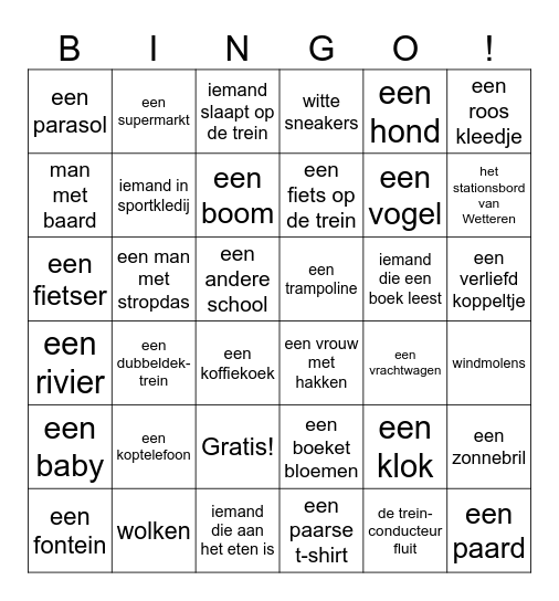 Met de trein naar zee - L4 Bingo Card