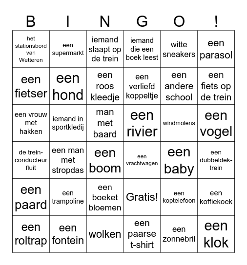 Met de trein naar zee - L4 Bingo Card