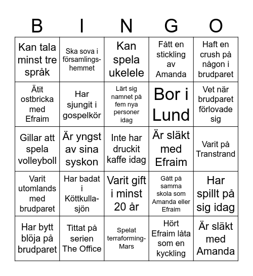 HITTA NÅGON SOM… Bingo Card