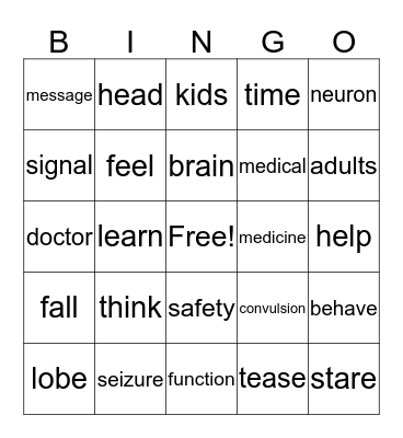 Brain  Bingo Card