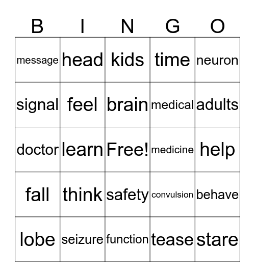 Brain  Bingo Card