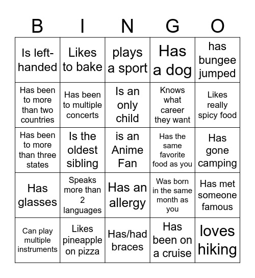 Icebreaker Bingo: Find Someone Who Bingo Card