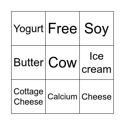 Dairy Bingo! Bingo Card