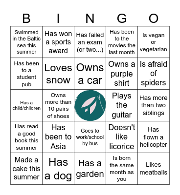 Linnaeus Union mingle bingo Card
