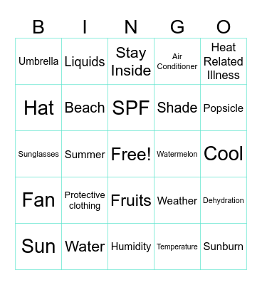 SUMMER BINGO Card