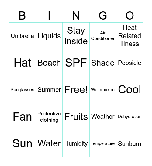 SUMMER BINGO Card