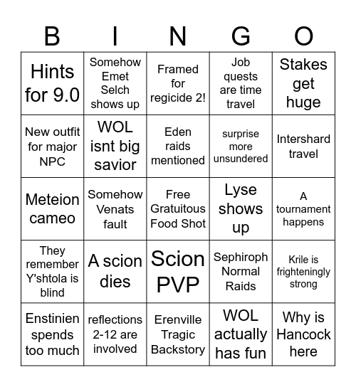 DAWNTRAIL BINGO Card