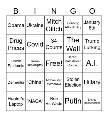 Debate Bingo Card