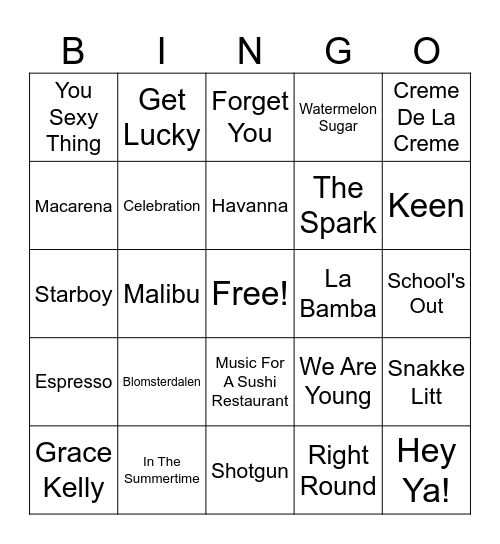 Jonas Sommer Bingo Card