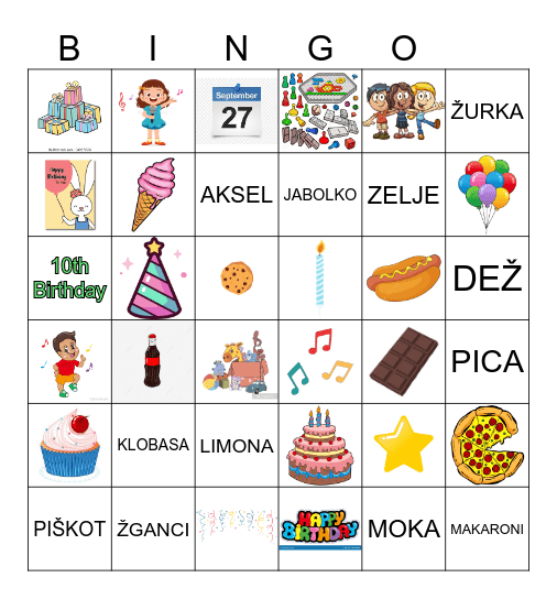 AKSLOV ROJSTNI DAN Bingo Card