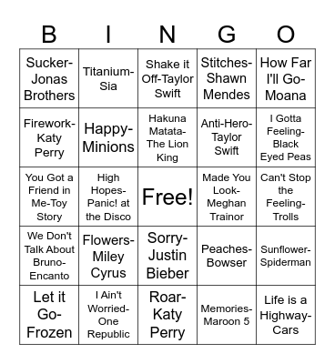 SINGO Bingo Card