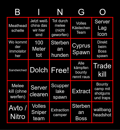 HUNT BINGO Card