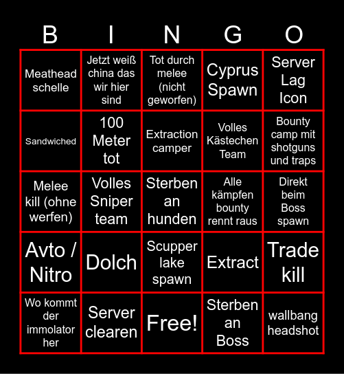 HUNT BINGO Card