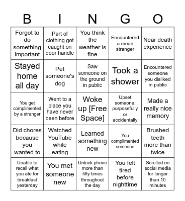Day Bingo Card