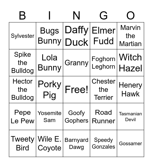 Looney Tunes BINGO! Bingo Card