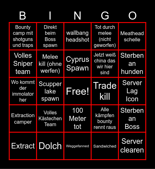 HUNT BINGO Card