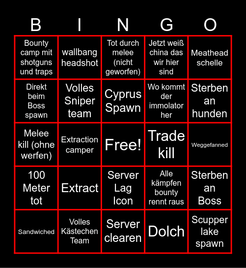 HUNT BINGO Card