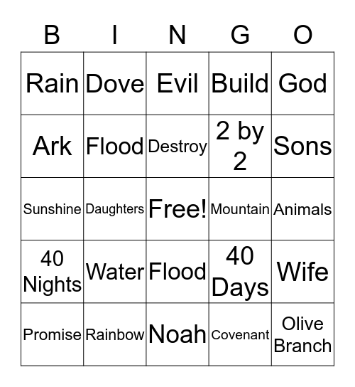 NOAH'S ARK Bingo Card