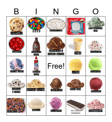 Ice Cream Bingo Card