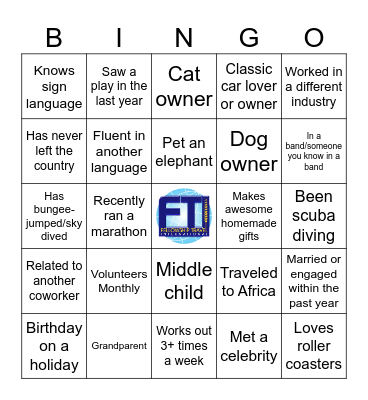 Coworker Bingo Card