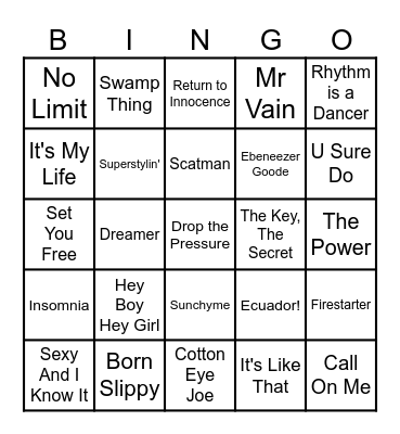 Back Pain Bangers Bingo Card