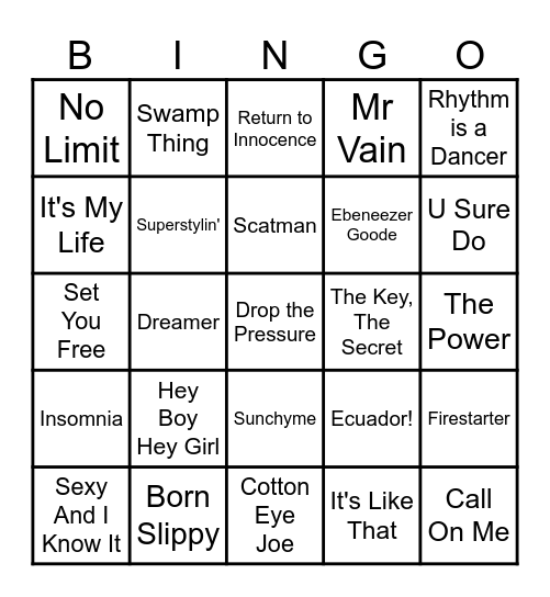 Back Pain Bangers Bingo Card