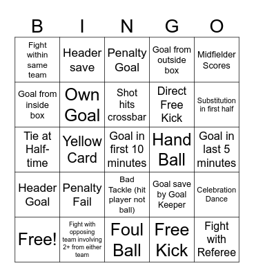 Football Buzz Bingo Card