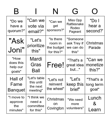 Director Bingo Card